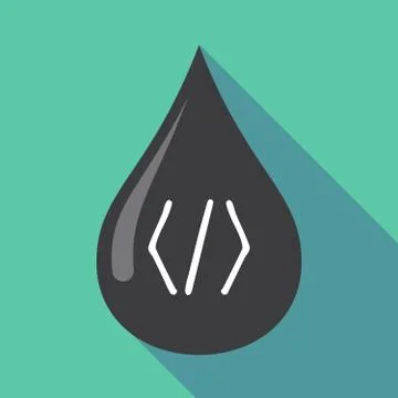Long shadow oil drop with a code sign Stock Illustration