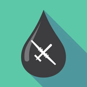 Long shadow oil drop with a war drone Stock Illustration