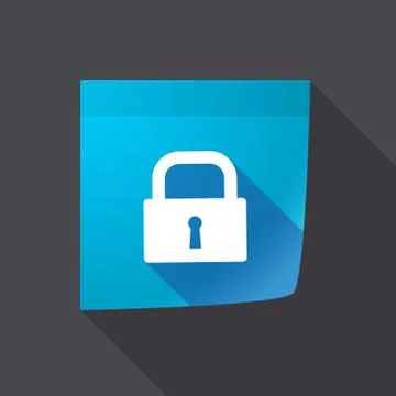 Long shadow paper note with a closed lock pad Stock Illustration