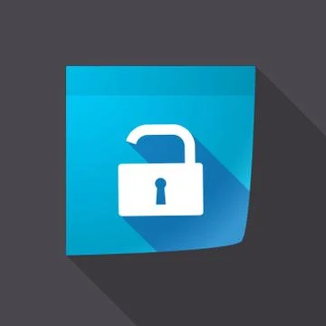 Long shadow paper note with an open lock pad Stock Illustration