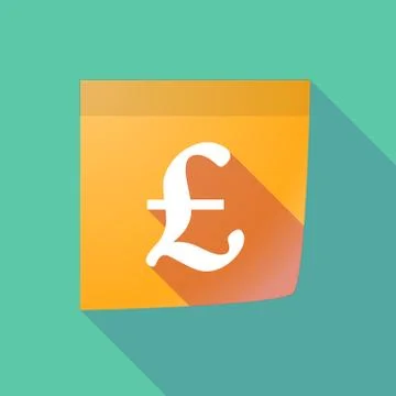 Long shadow paper note with a pound sign 스톡 일러스트