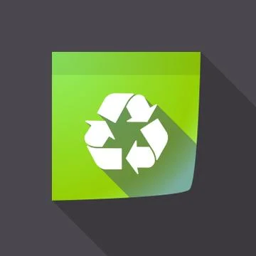 Long shadow paper note with a recycle sign 스톡 일러스트