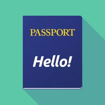 Long shadow passport with  the text Hello! Stock Illustration