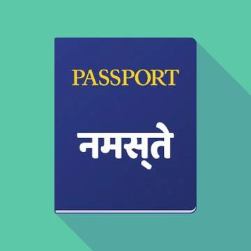 Long shadow passport with  the text Hello in the hindi language Stock Illustration