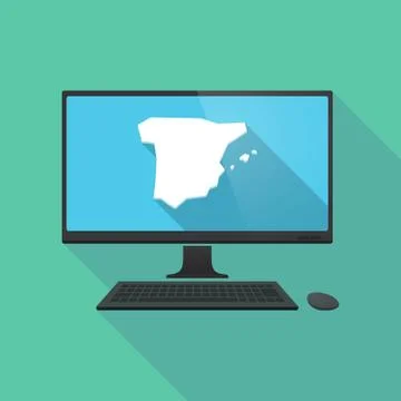 Long shadow pc with  the map of  Spain Stock Illustration