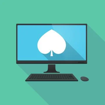 Long shadow pc with  the  spade  poker playing card sign Stock Illustration