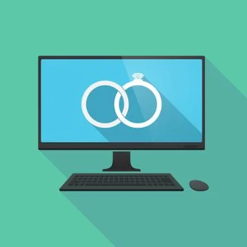 Long shadow pc with  two bonded wedding rings Stock Illustration