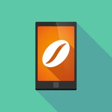 Long shadow phone icon with  a coffee bean Stock Illustration