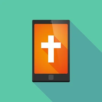 Long shadow phone icon with a cross イラスト素材