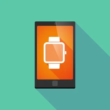 Long shadow phone icon with a smart watch Stock Illustration