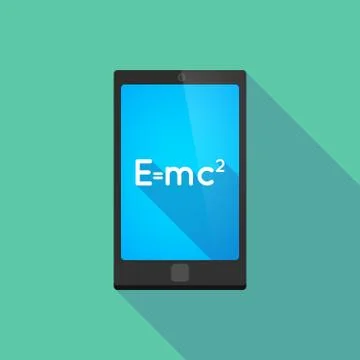 Long shadow phone icon with  the Theory of Relativity formula Stock Illustration