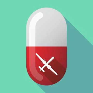 Long shadow pill with a war drone Stock Illustration