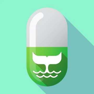 Long shadow pill with a whale tail Stock Illustration