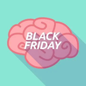Long shadow pink brain icon with    the text BLACK FRIDAY Stock Illustration