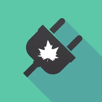 Long shadow plug with an autumn leaf tree Illustrazione stock