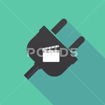 Long shadow plug with a clapperboard Stock Illustration