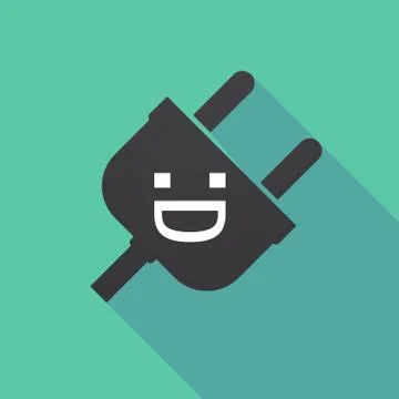 Long shadow plug with a laughing text face Stock Illustration