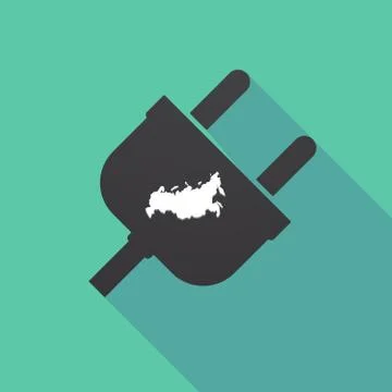 Long shadow plug with  a map of Russia Illustrazione stock