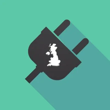 Long shadow plug with  a map of the UK Stock Illustration