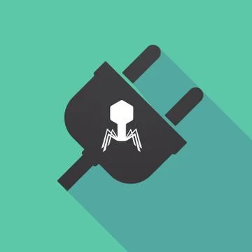Long shadow plug with a virus Stock Illustration