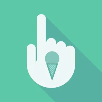 Long shadow pointing finger hand with a cone ice cream Stock Illustration