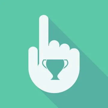 Long shadow pointing finger hand with a cup Illustrazione stock