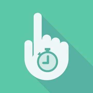 Long shadow pointing finger hand with a timer Stock Illustration