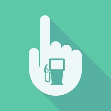 Long shadow pointing finger hand with a gas station Stock Illustration