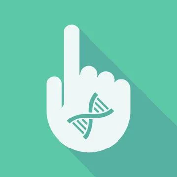 Long shadow pointing finger hand with a DNA sign Stock Illustration