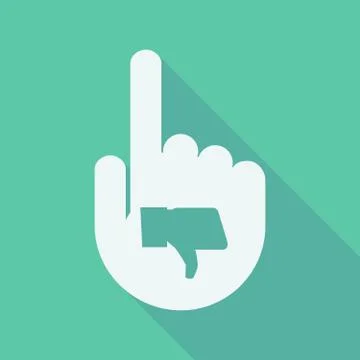 Long shadow pointing finger hand with a thumb down hand Stock Illustration