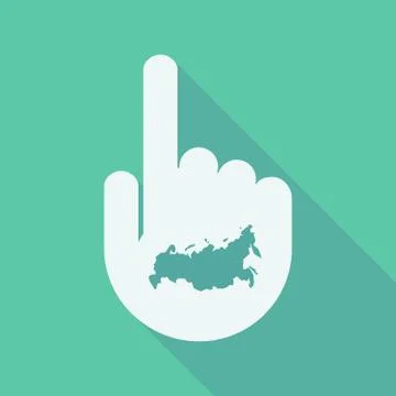 Long shadow pointing finger hand with  a map of Russia Illustrazione stock