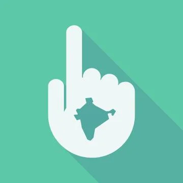 Long shadow pointing finger hand with  a map of India Stock Illustration