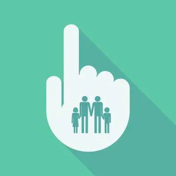 Long shadow pointing finger hand with a gay parents  family pictogram Stock Illustration