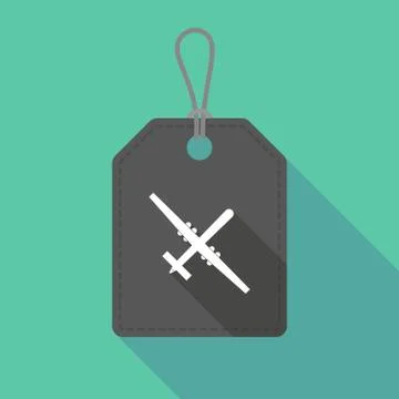 Long shadow product label with a war drone Stock Illustration