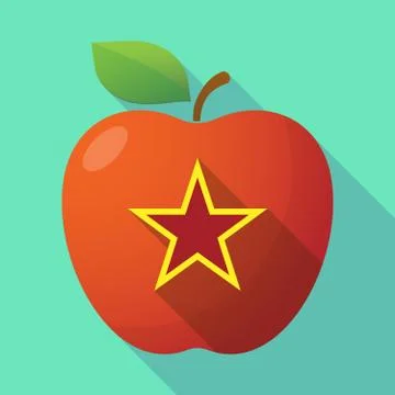 Long shadow red apple icon with  the red star of communism icon Stock Illustration
