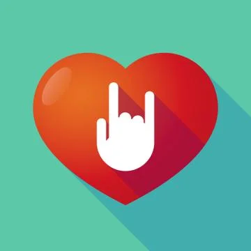 Long shadow red heart with  a rocking hand Stock Illustration