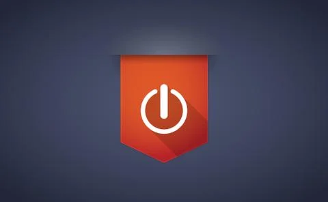 Long shadow ribbon icon with an off button 스톡 일러스트