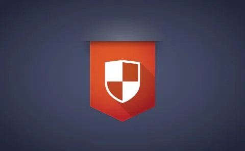 Long shadow ribbon icon with a shield Stock Illustration