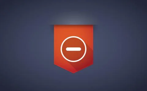 Long shadow ribbon icon with a subtraction sign Stock Illustration