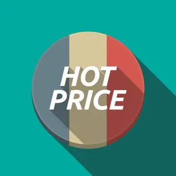 Long shadow  round button with    the text HOT PRICE Stock Illustration