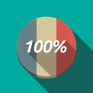 Long shadow  round button with    the text 100% Stock Illustration
