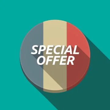 Long shadow  round button with    the text SPECIAL OFFER Stock Illustration