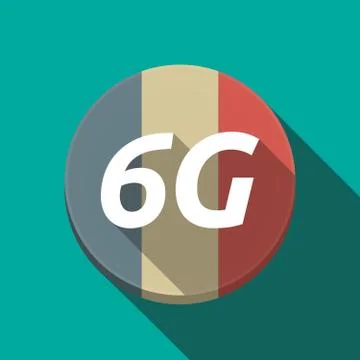 Long shadow  round button with    the text 6G Stock Illustration