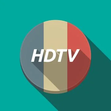 Long shadow  round button with    the text HDTV Stock Illustration