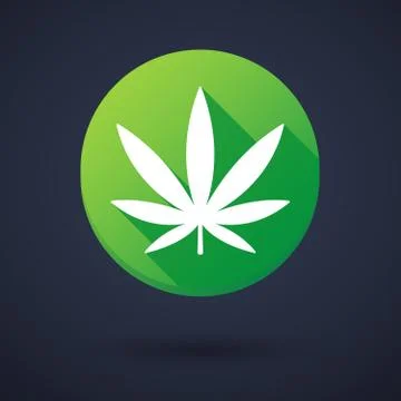 Long shadow round icon with a marijuana leaf Illustrazione stock