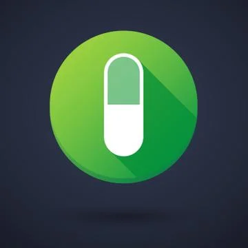 Long shadow round icon with a pill Stock Illustration