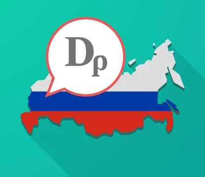 Long shadow Russia map with a drachma currency sign Stock Illustration