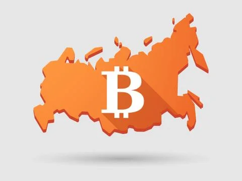 Long shadow russia map icon with a currency sign Illustrazione stock