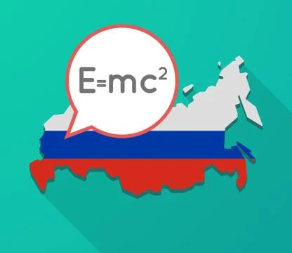 Long shadow Russia map with the Theory of Relativity formula Stock Illustration