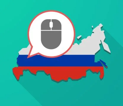 Long shadow Russia map with a wireless mouse Stock Illustration